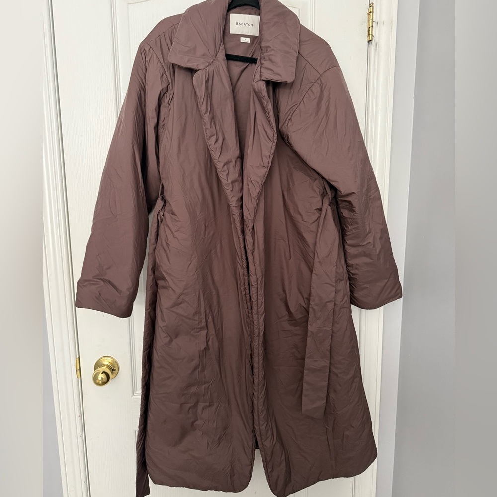 Babaton Mauve Brown Long Puffer Coat